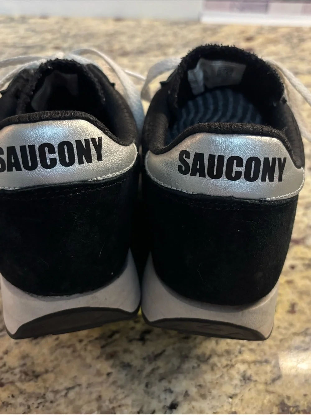 Saucony Black and Silver Retro Runner Sneakers